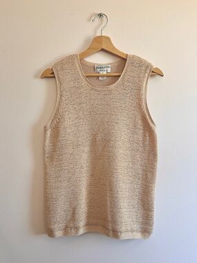 Vintage Pendleton Beige Knit Sleeveless Sweater Vest